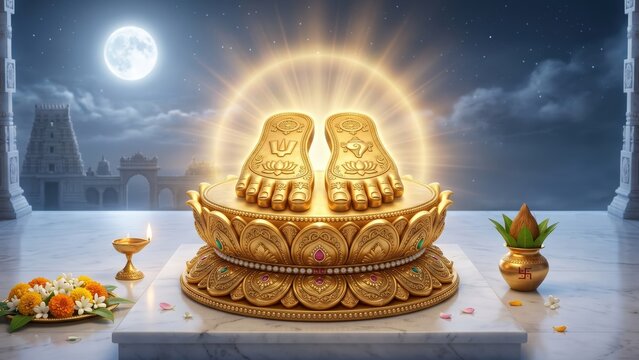 Guru Purnima Banner with Holy Charan Paduka
