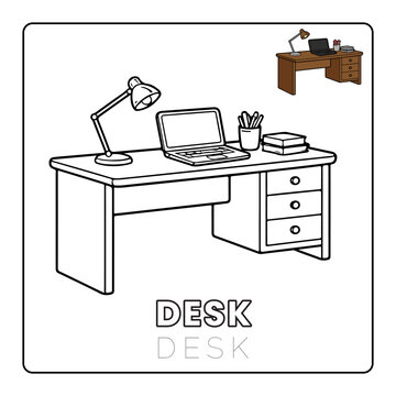 Desk House Items Coloring Pages for Kids