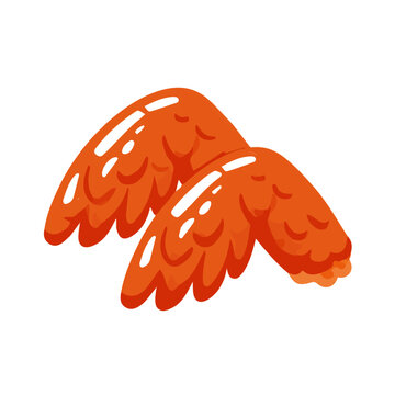 Simple flat 2D illustration of Buffalo Wings, modern minimalist artwork, isolated on a white background.