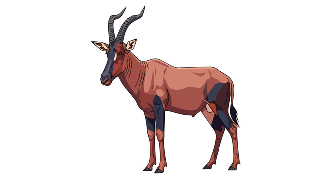 African Topi Antelope Wild Animal Standing Profile View Wildlife Safari Creature Isolated On White Background