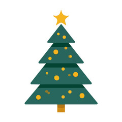 Obraz premium Simple flat 2D illustration of Christmas Tree, modern minimalist artwork, isolated on a white background.