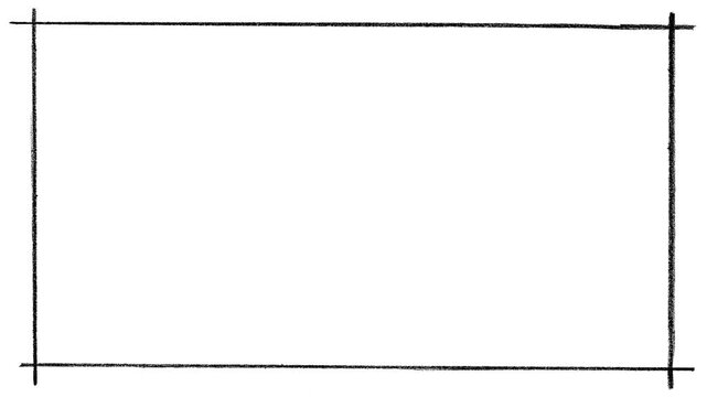 Black, hand, drawn, rectangle, animation, sketchy, line, art, border, on, white, background, minimalist, doodle, frame, creative, design, element, for, titles, high, quality.
