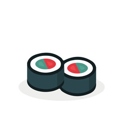 Simple flat 2D illustration of Maki Rolls, modern minimalist artwork, isolated on a white background. © Antoni