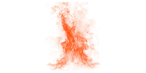 Fototapeta premium Vibrant orange smoke rising upwards isolated on transparent background with dynamic swirling patterns and textures