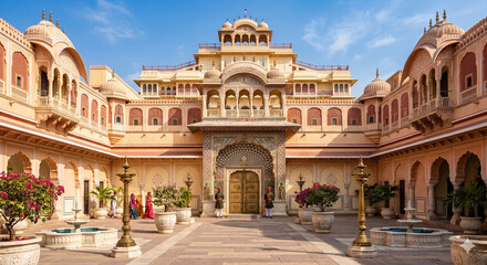Obraz premium Elegant Courtyard of Jaipur City Palace