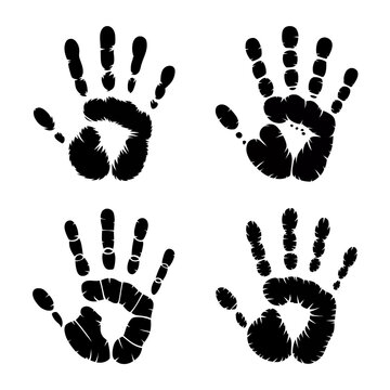 A set of four black handprint icons on white background