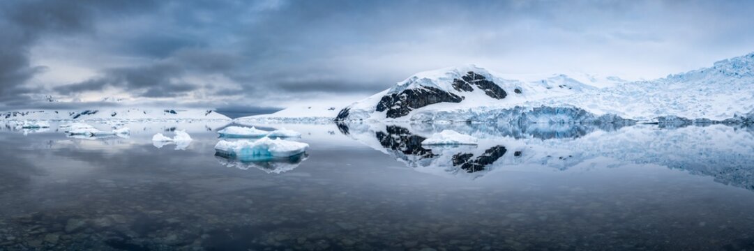 Panoramic ice landscape, Antarctic Peninsula, Antarctica