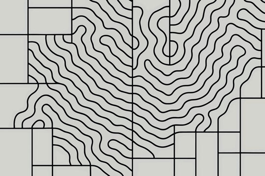 Abstract geometric line art background with wavy patterns in a grid.
