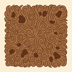 A square illustration of brown curly fur with dark spots © hujang