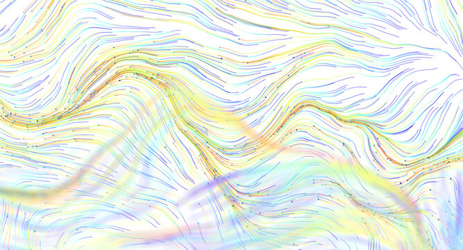 Abstract background with flowing lines and particles in vibrant colors