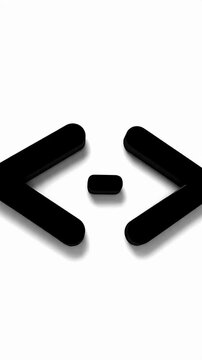 Black coding tag brackets icon on white background.