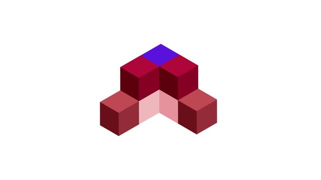 Isometric 3D Model Printing Animation on White Background