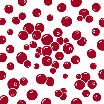 Seamless pattern of red cranberries on a white background