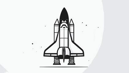 Space Shuttle Illustration Black and White. © ikhsan