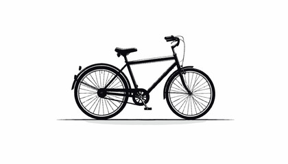 Naklejka premium Black bicycle with two wheels.