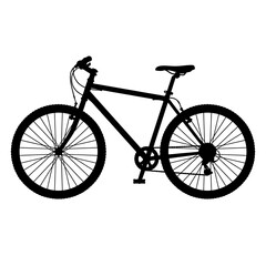 Obraz premium Bicycle, bike, black silhouette, vector icon, transportation, cycling isolated on White Background silhouette