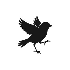 Fototapeta premium Black bird silhouette, flying bird icon, bird in motion, animal shape isolated on White Background silhouette