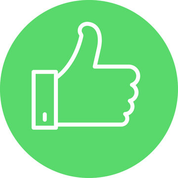 thump up in green button icon
