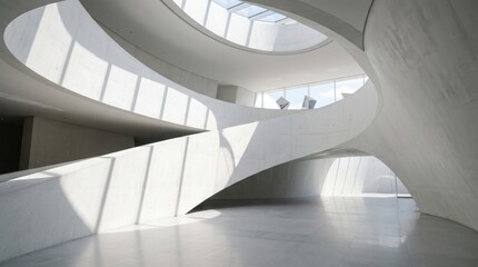 Fototapeta premium Modern Interior Design with Curved Architecture and Natural Light in Contemporary Space