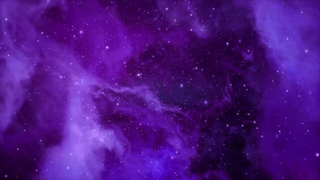 Cosmic Journey Through a Purple Nebula