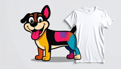 Fototapeta premium Happy cartoon dog with tongue out, playful pose, bold lines, vibrant colors, minimal background