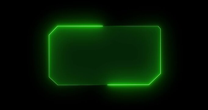 HUD, UI, GUI interface screen animation. High tech screen for video game neon hologram screen. glowing technology sci fi frame on black background