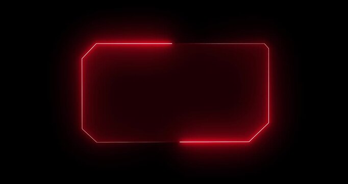 HUD, UI, GUI interface screen animation. High tech screen for video game neon hologram screen. glowing technology sci fi frame on black background