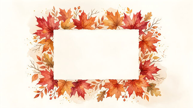 Autumn maple leaves border frame with fall foliage design
