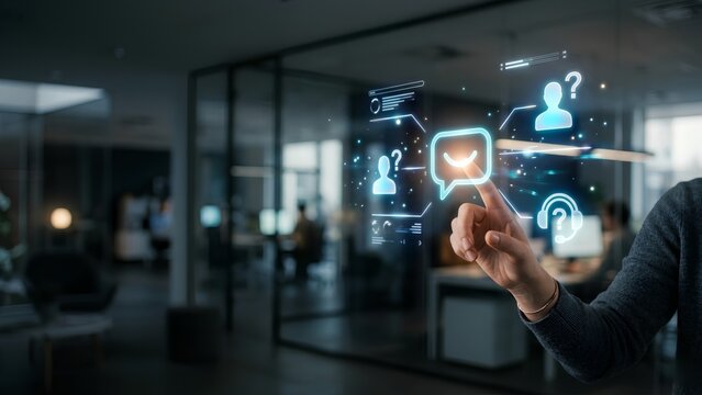 hand pushing a button on a touch screen