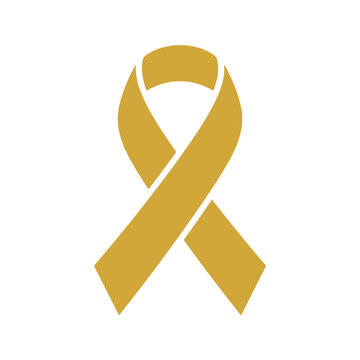 A gold awareness ribbon icon isolated on a white background