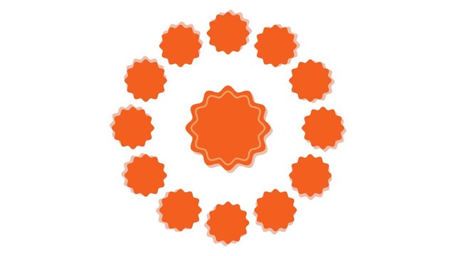 Animated orange starburst loading circular radial progress indicator loop animation circle