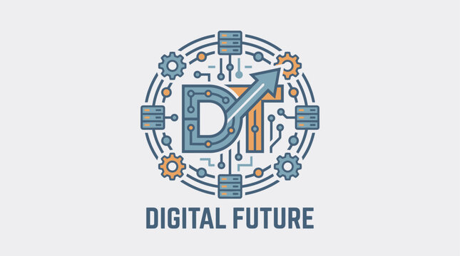 Digital future technology logo design concept.