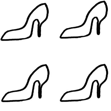 Stiletto Heels Doodle Pattern - Black Line Art on White Background