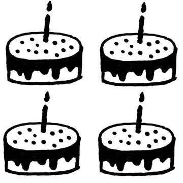  Hand Drawn Birthday Cake Doodle Pattern &ndash; Cute Candles Sprinkles Vector