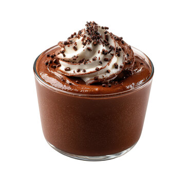 Chocolate mousse dessert with whipped cream topping