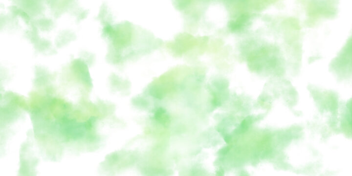 グリーンの雲形水彩テクスチャ背景/Green cloud-like watercolor texture background