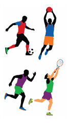 Obraz premium Dynamic Soccer Action Featuring Two Players Jumping for Ball.
