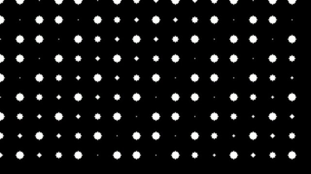 Abstract pattern of white dots of varying sizes on a black background, creating a sense of depth and texture.