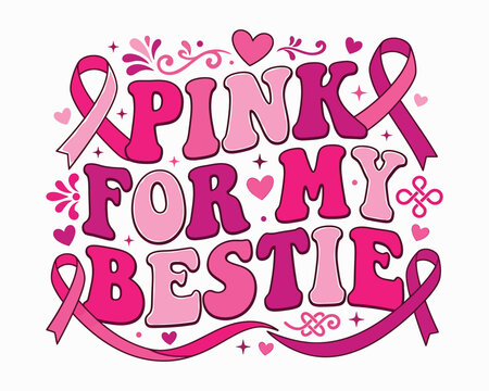 Pink for my bestie breast cancer awareness ribbon graphic for october halloween