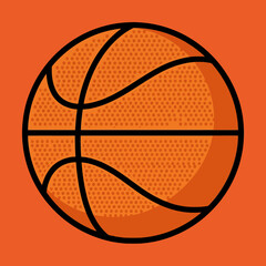 A vibrant orange basketball icon in a retro pop art style © piani