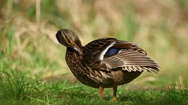 Female Mallard Walking On A Path In The Forest