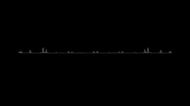 Minimal horizontal line audio spectrum visualizer with dynamic equalizer bars smoothly reacting to music and voice frequencies.