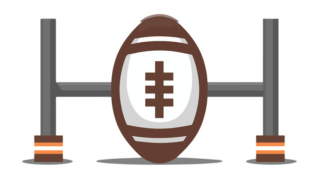 American Football with Goalposts and Ball on Field.
