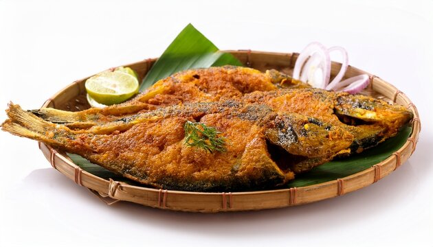 Goan Rava Fish Fry Kingfish Isolated On White Background
