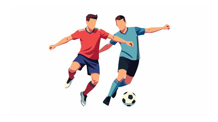 Obraz premium Two Young Men Playing Soccer on Field.