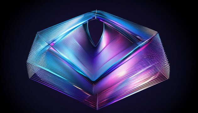 Abstract D Glass Layered Effect With Light Purple Blue Gradient Line Array Twisted Transparent Form Render Swirl Of Crystal Triangle Plate Shapes Isolated Graphic Design Element