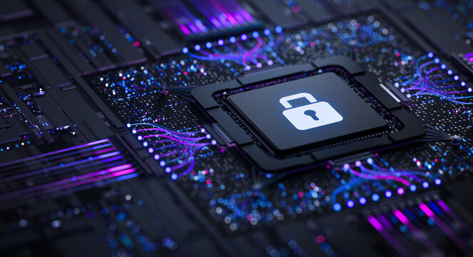 Cyber Security Data Protection Chip on Circuit Board