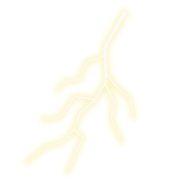 Glowing yellow lightning bolt isolated on transparent background