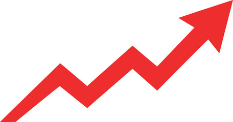 Red Zigzag Uptrend Arrow Business Growth Chart Icon © Chandrasiri