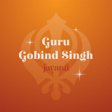 Guru Gobind Singh Jayanti minimalist poster template. Last human Sikh Guru birthday. Indian warrior, poet, and philosopher. Sikhism concept. Sikh warrior community founder. Vector illustration